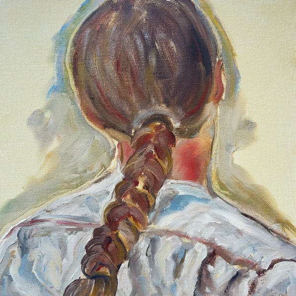Girl's Back Portrait With A Braid