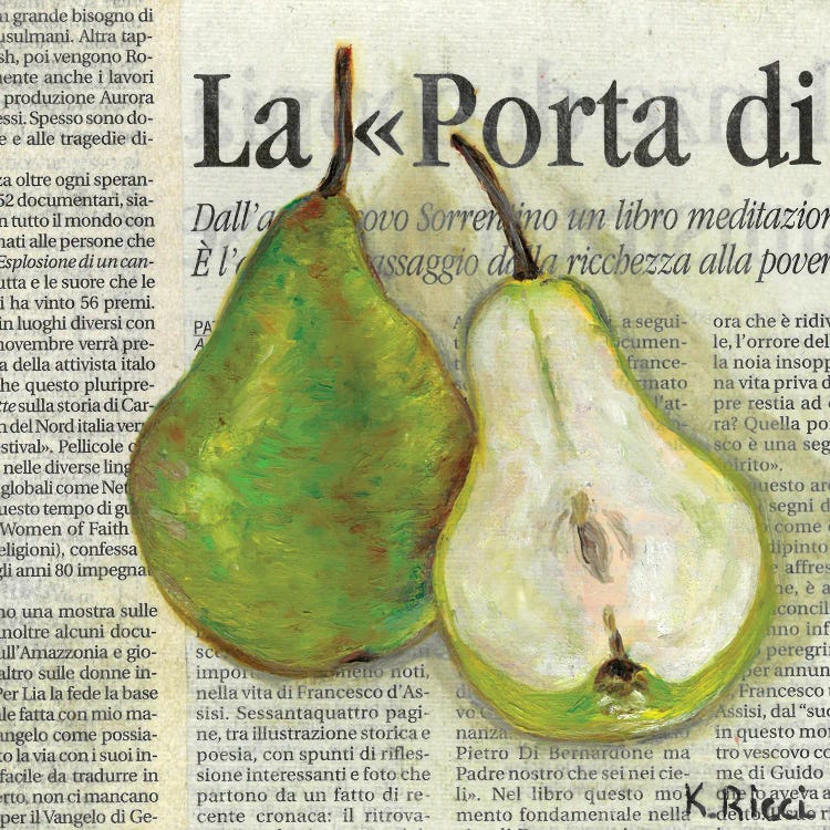 Pear On Newspaper