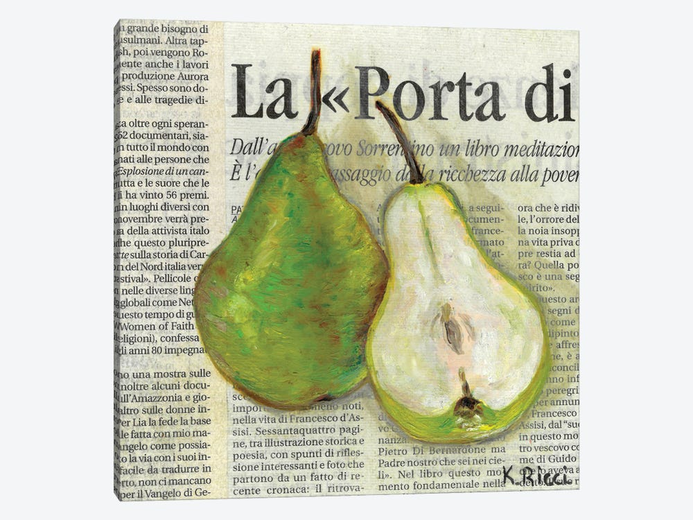 Pear On Newspaper by Katia Ricci 1-piece Canvas Print