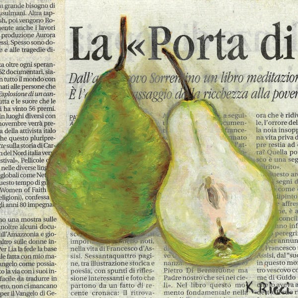 Pear On Newspaper