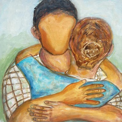 Canvas Print: Faceless Man And Woman In A Romantic Embrace by Katia Ricci - thumbnail