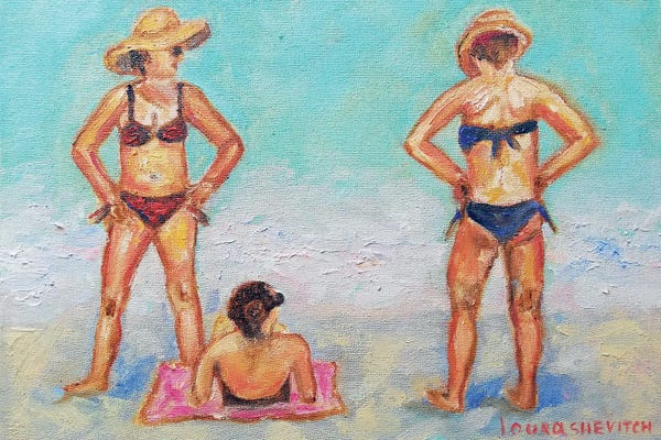 Summer Beach Scene With Three Women