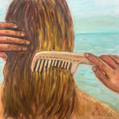 Sycamore - Canvas Prints: Woman Combing Her Hair By The Sea by Katia Ricci