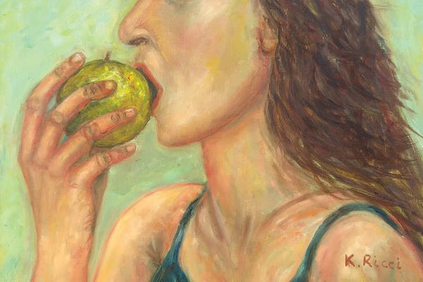 Woman Eating Green Apple