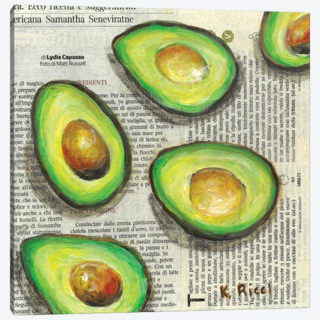 Avocados On Newspaper Canvas Print #RCI15} by Katia Ricci Canvas Wall Art