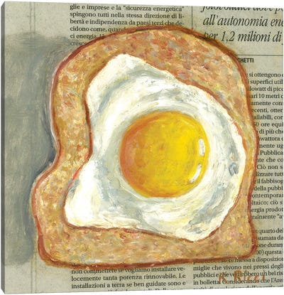 Toast With Fried Egg Canvas Art Print - Cream Art