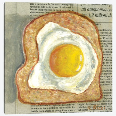 Toast With Fried Egg Canvas Print #RCI1} by Katia Ricci Canvas Print