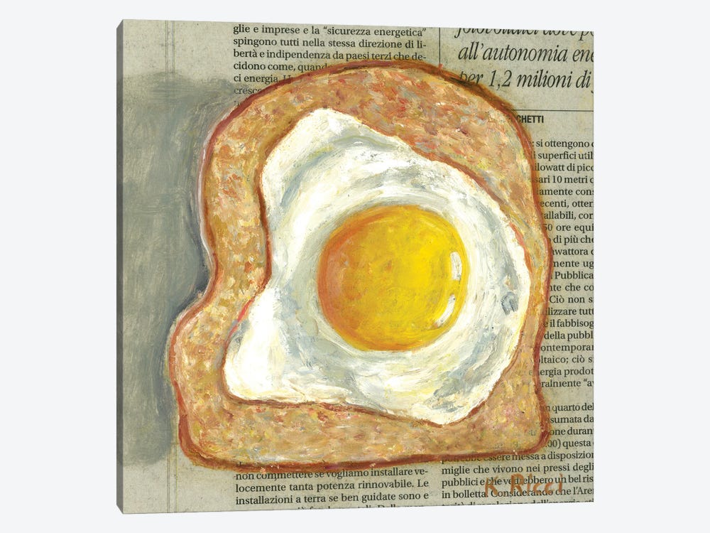 Toast With Fried Egg by Katia Ricci 1-piece Canvas Print