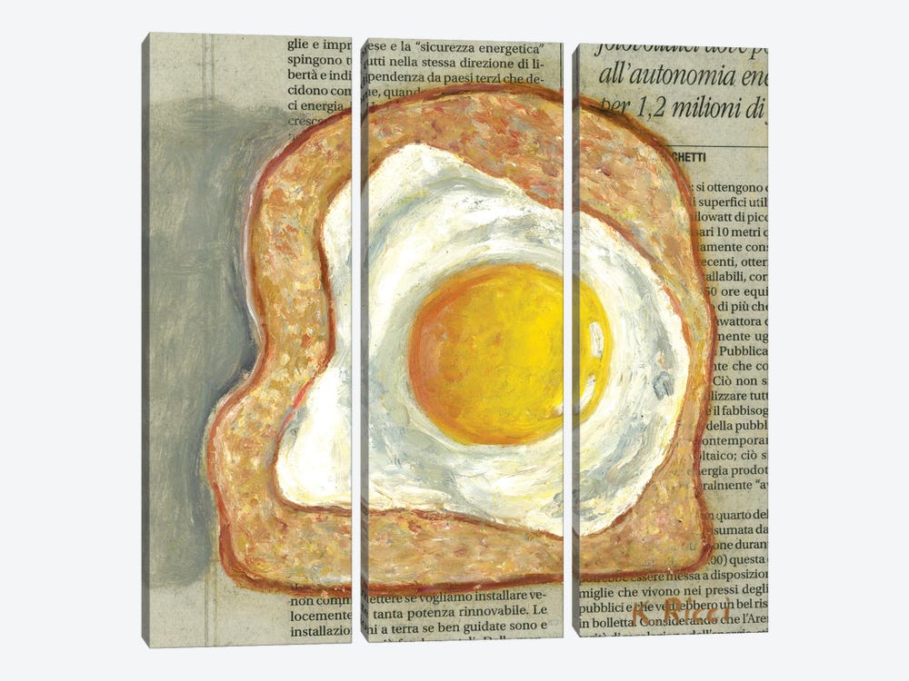 Toast With Fried Egg by Katia Ricci 3-piece Art Print