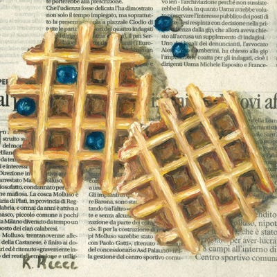 Waffles On Newspaper by Katia Ricci framed wall art