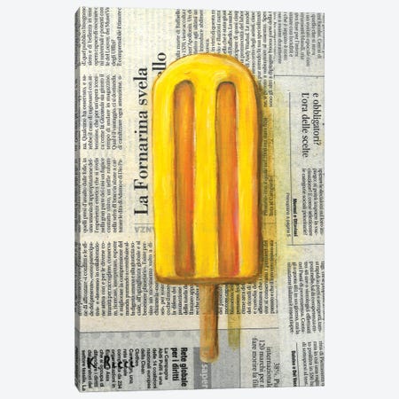 Popsicle On Newspaper Canvas Print #RCI20} by Katia Ricci Canvas Artwork