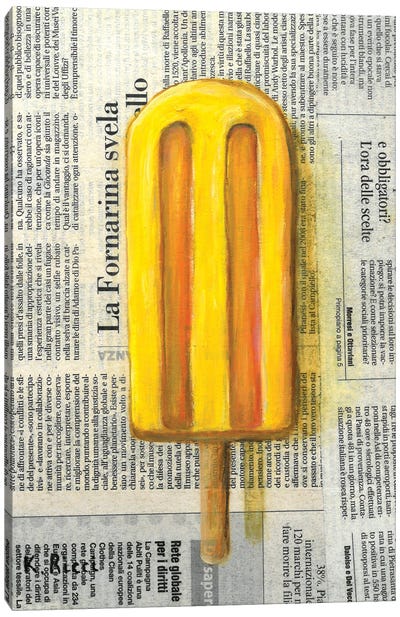 Popsicle On Newspaper Canvas Art Print - Katia Ricci