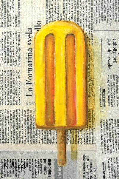 Ice Cream & Popsicles: Popsicle On Newspaper by Katia Ricci