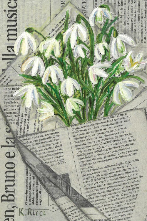 Snowdrops In Newspaper Bag