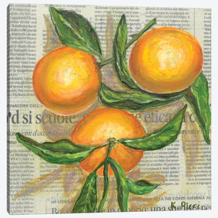Oranges On Newspaper Canvas Print #RCI23} by Katia Ricci Canvas Wall Art