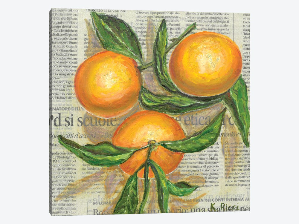 Oranges On Newspaper by Katia Ricci 1-piece Canvas Wall Art