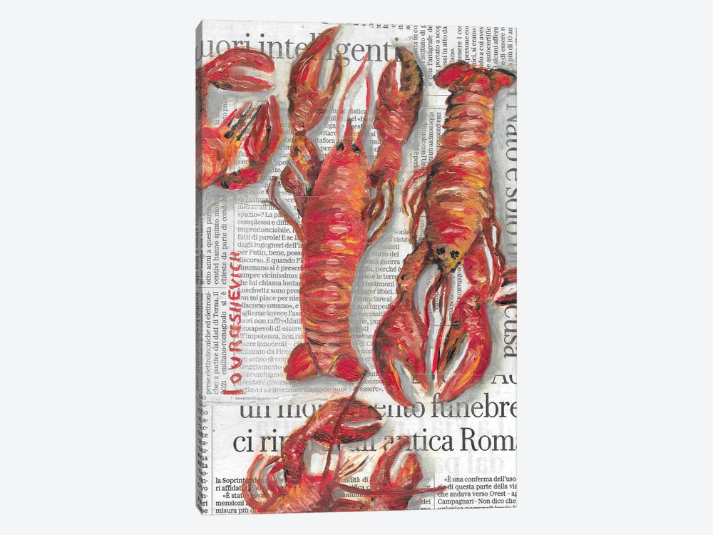 Lobsters On Newspaper by Katia Ricci 1-piece Canvas Print