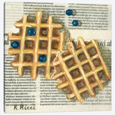 Waffles On Newspaper Canvas Print #RCI2} by Katia Ricci Art Print