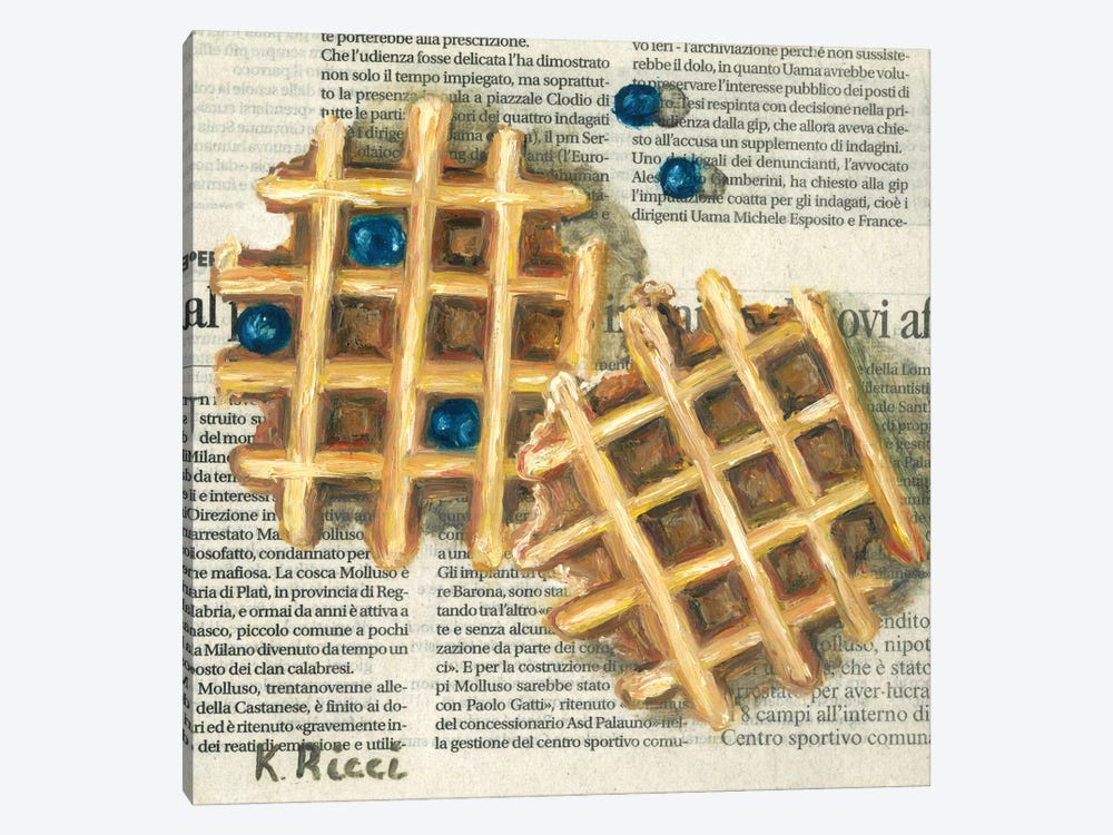 Waffles On Newspaper by Katia Ricci 1-piece Canvas Artwork