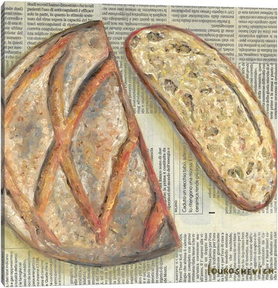 Bread Loaf On Newspaper Canvas Art Print - Cozy Cottage