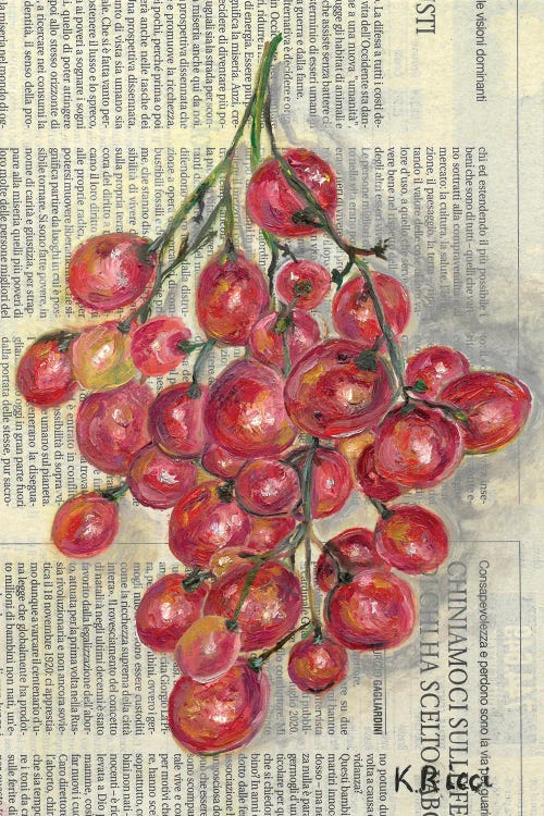 Red Grapes On Newspaper