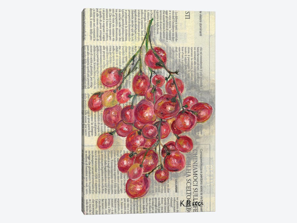 Red Grapes On Newspaper by Katia Ricci 1-piece Art Print