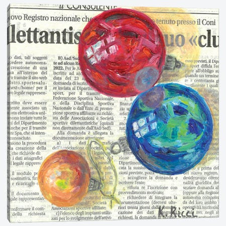 New Year Colored Balls On Newspaper Canvas Print #RCI32} by Katia Ricci Canvas Print