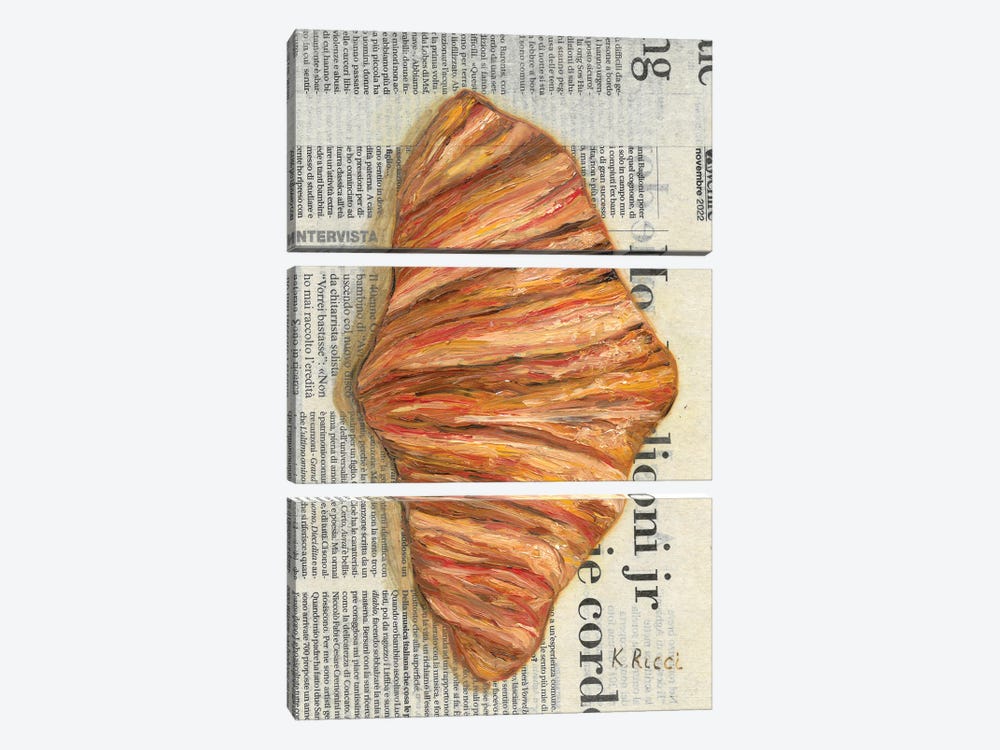 Croissant On Newspaper by Katia Ricci 3-piece Canvas Art