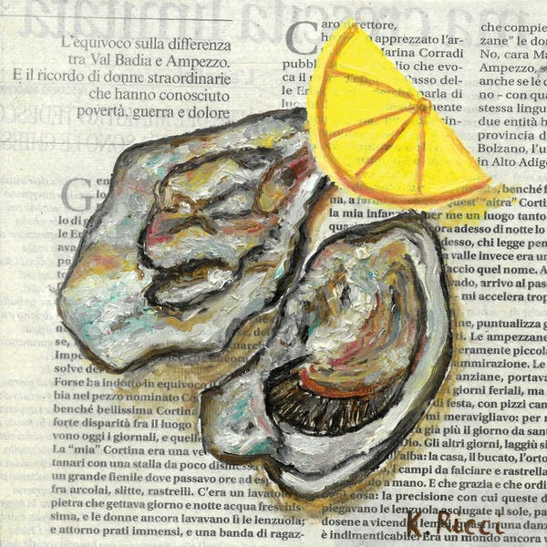 La Dolce Vita: Oysters On Newspaper by Katia Ricci