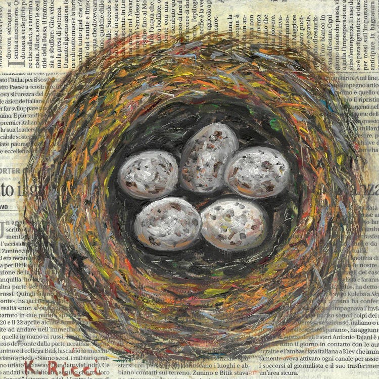 Nest With Eggs On Newspaper