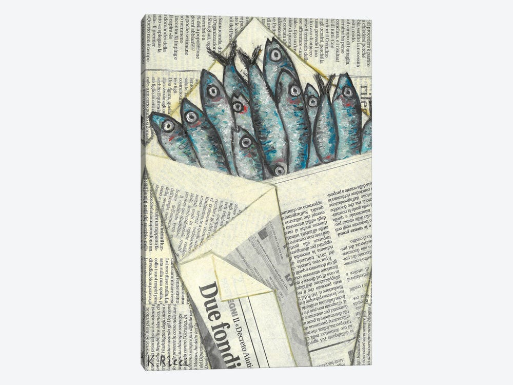 Anchovies Wrapped In Newspaper Bag by Katia Ricci 1-piece Canvas Art