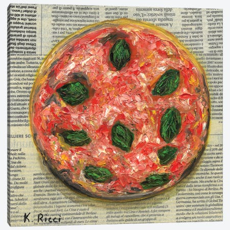 Pizza Margherita On Newspaper Canvas Print #RCI3} by Katia Ricci Canvas Print