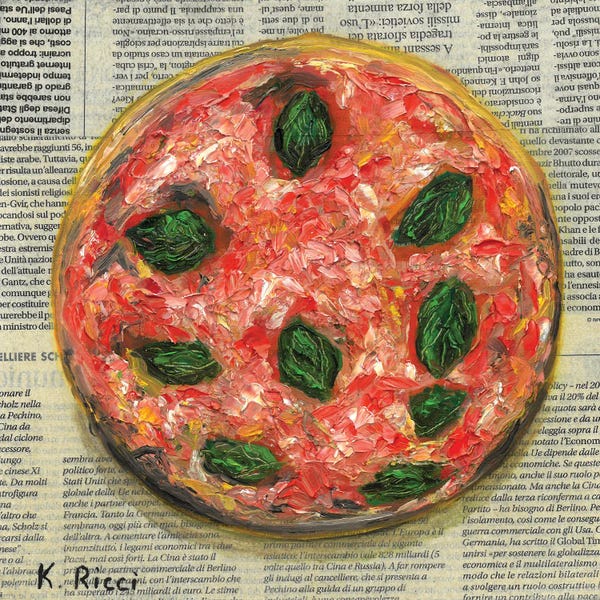 La Dolce Vita: Pizza Margherita On Newspaper by Katia Ricci