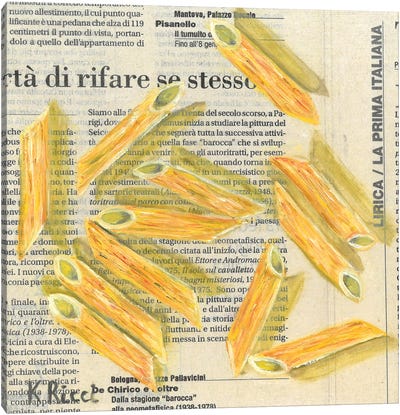 Noodles On Newspaper Canvas Art Print - Katia Ricci