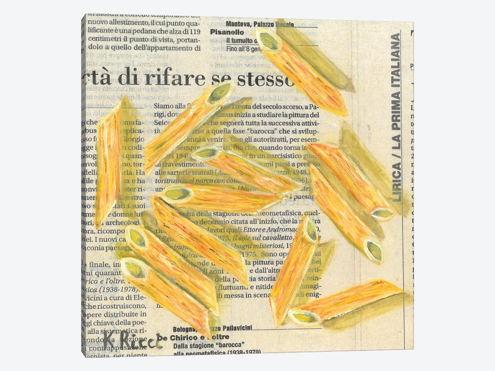 Noodles On Newspaper by Katia Ricci 1-piece Canvas Art Print