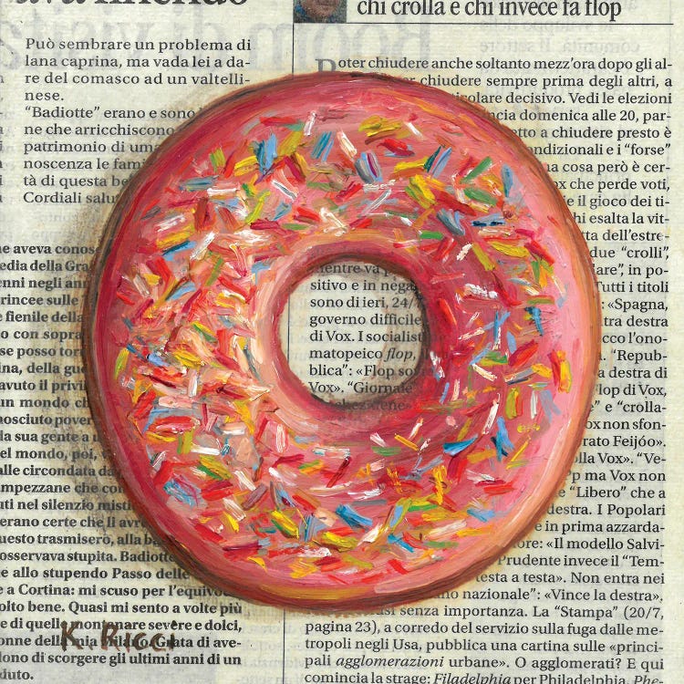 Red Donut On Newspaper