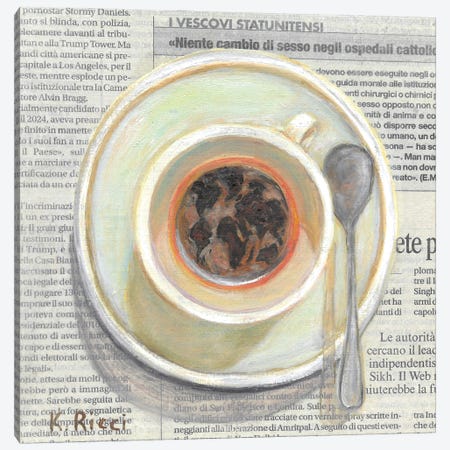The Whole World In A Coffee Cup Canvas Print #RCI45} by Katia Ricci Canvas Art Print