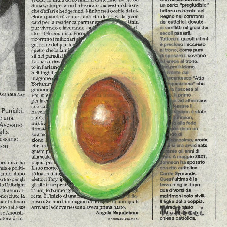 Avocado Slice On Newspaper