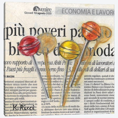 Lollipops On Newspaper Canvas Print #RCI51} by Katia Ricci Canvas Print