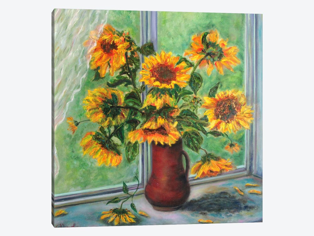 Sunflowers At The Window by Katia Ricci 1-piece Canvas Art Print