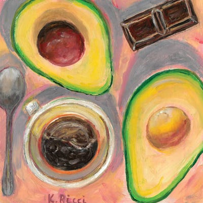 Coffee With Avocado And Chocolate by Katia Ricci metal wall art