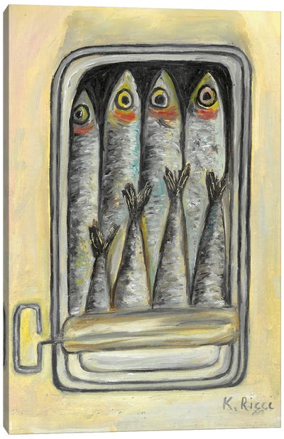 Canned Fish Canvas Art Print - Cream Art