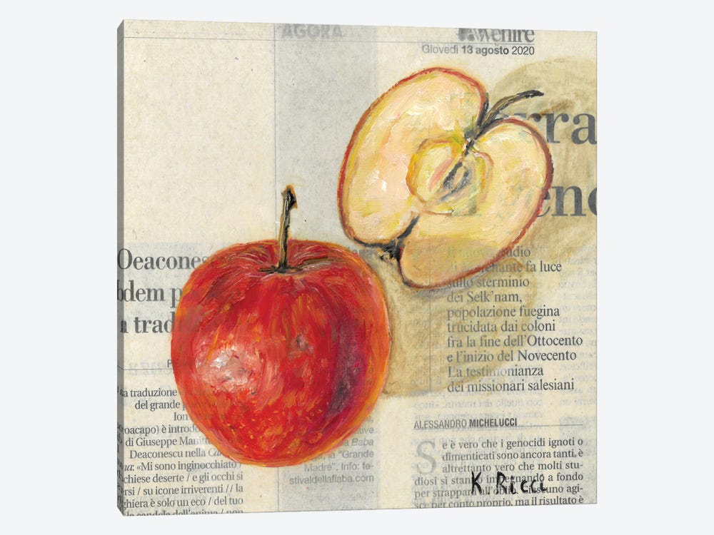 Apples On Newspaper by Katia Ricci 1-piece Canvas Wall Art