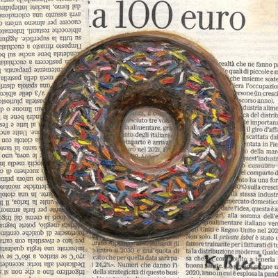 Donut On Newspaper by Katia Ricci canvas print