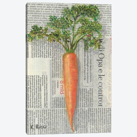Carrot On Newspaper Canvas Print #RCI8} by Katia Ricci Art Print