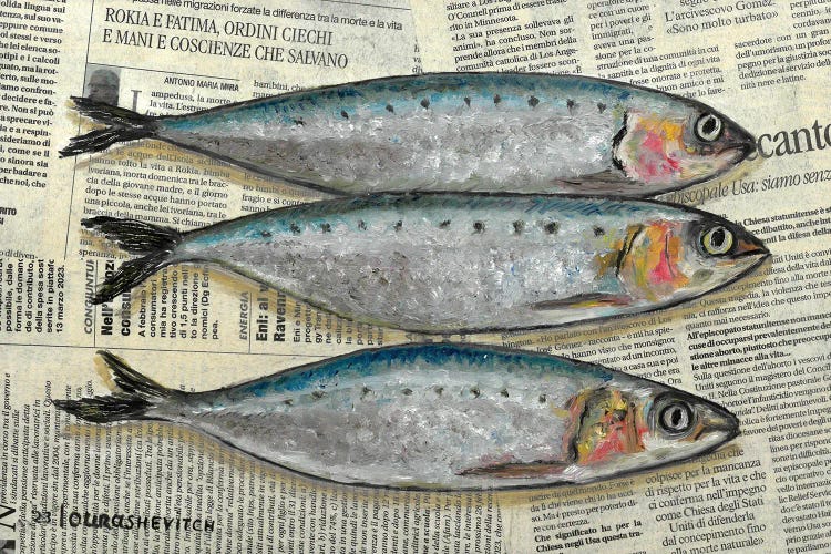 Fishes On Newspaper