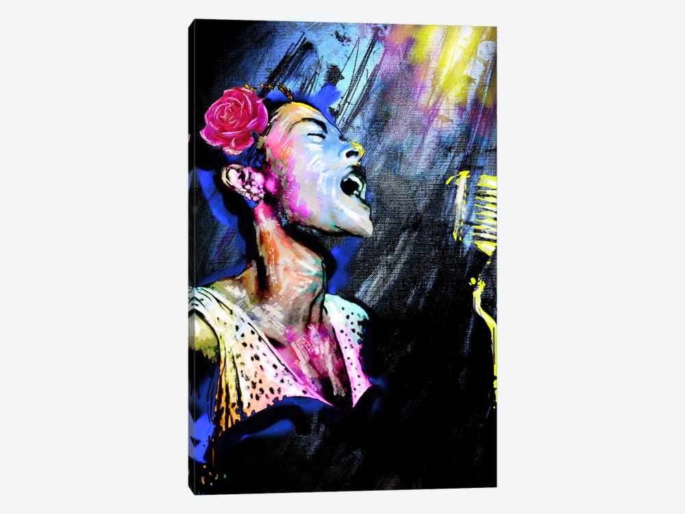 Billie Holiday "Blue Moon" by Rockchromatic 1-piece Canvas Wall Art