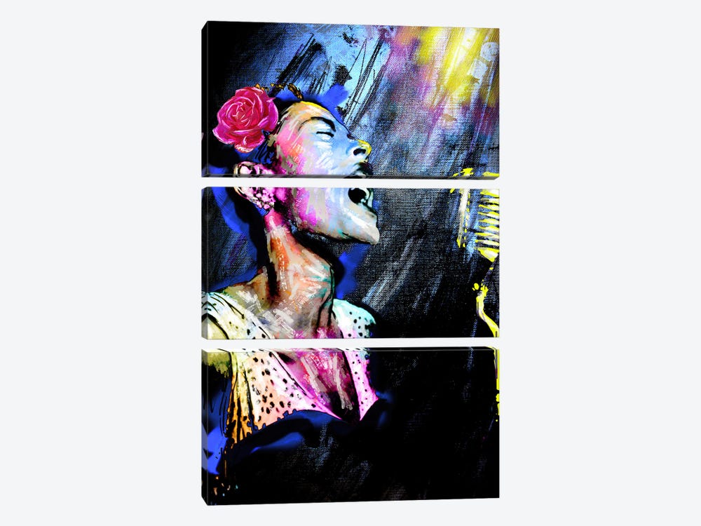 Billie Holiday "Blue Moon" by Rockchromatic 3-piece Canvas Artwork