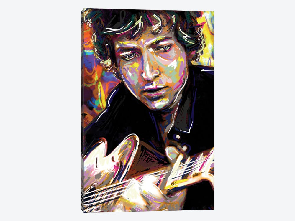 Bob Dylan "Hey Mr. Tambourine Man" by Rockchromatic 1-piece Canvas Wall Art
