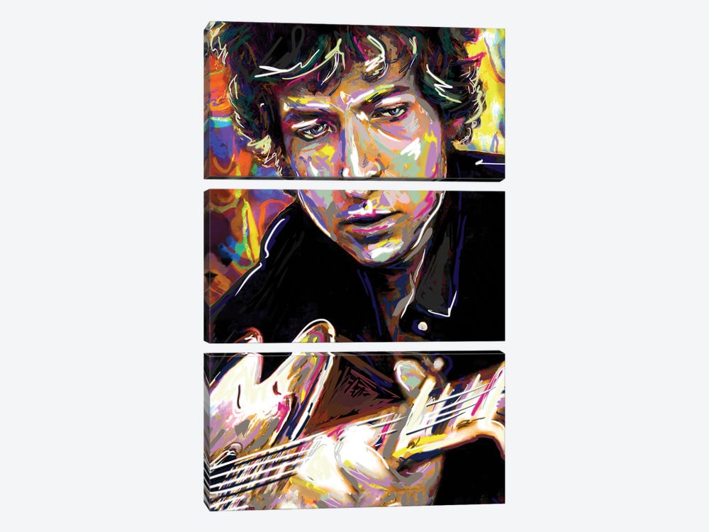 Bob Dylan "Hey Mr. Tambourine Man" by Rockchromatic 3-piece Canvas Art